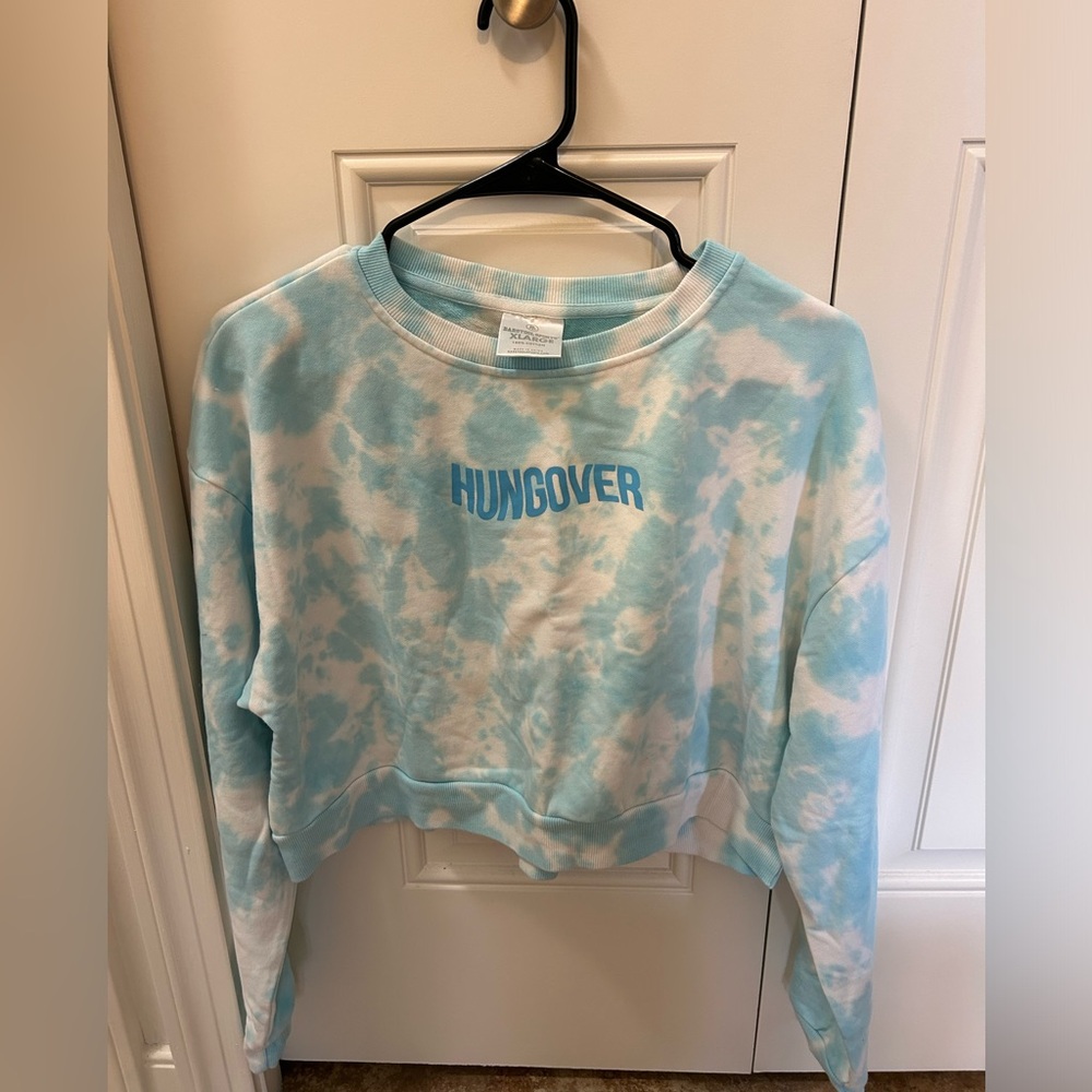 Barstool HUNGOVER Light Blue Tie-Dye Crewneck Sweatshirt Cropped